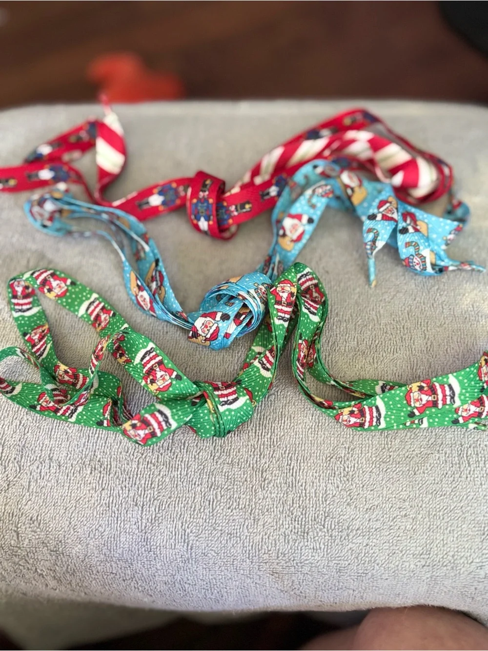 Christmas shoestring bundle with stripes and holiday cartoon characters